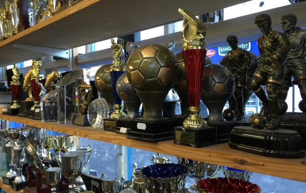 Trophies on display