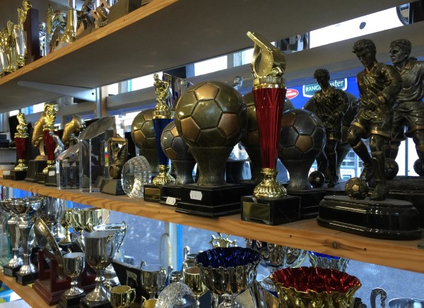 Trophies on display